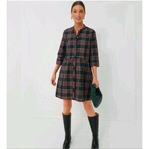 Tuckernuck Dress XS Highland Tartan Plaid  Royal Shirt Dress Preppy Holiday